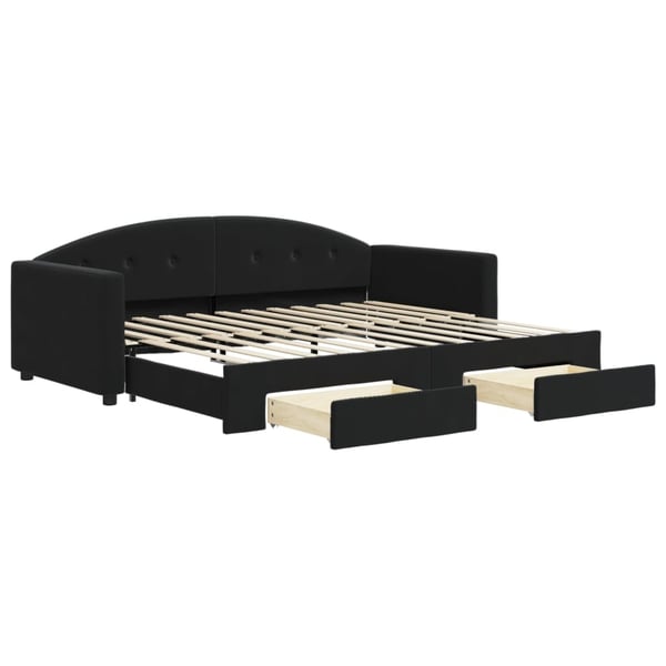 vidaXL daybed med udtræk og skuffer 90x200 cm velour sort