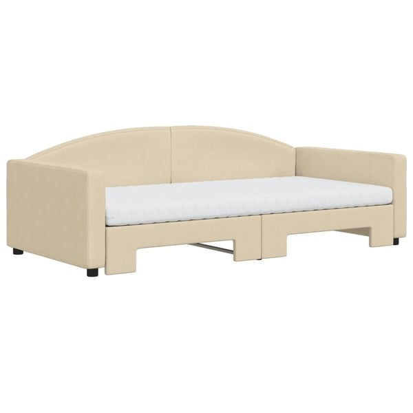 vidaXL daybed med udtræk og madras 100x200 cm stof cremefarvet