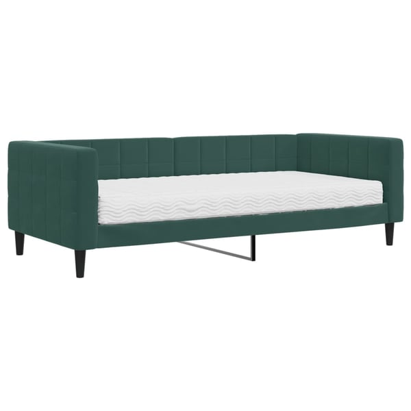 vidaXL daybed med madras 90x200 cm velour mørkegrøn