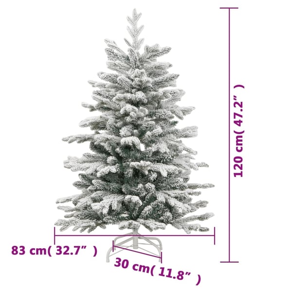 vidaXL kunstigt juletræ med sne 120 cm hængslet