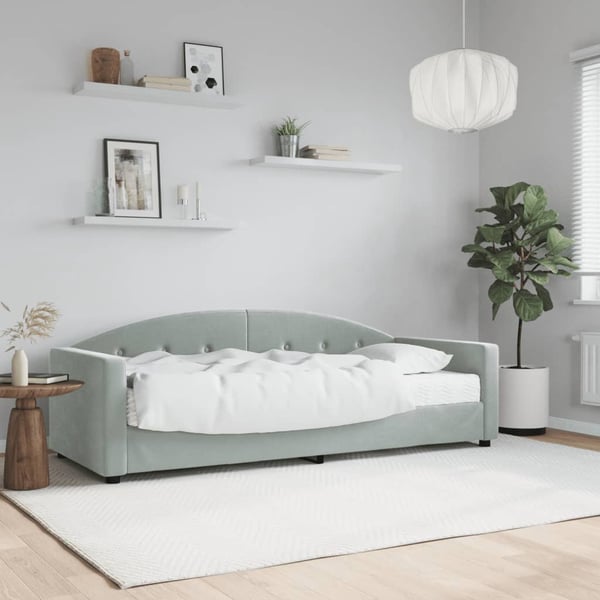 vidaXL Dagbädd med madrass ljusgrå 80x200 cm sammet