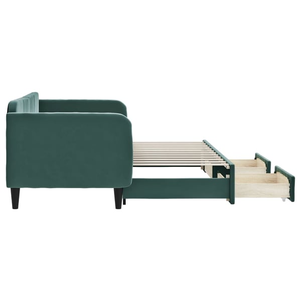 vidaXL daybed med udtræk og skuffer 80x200 cm velour mørkegrøn