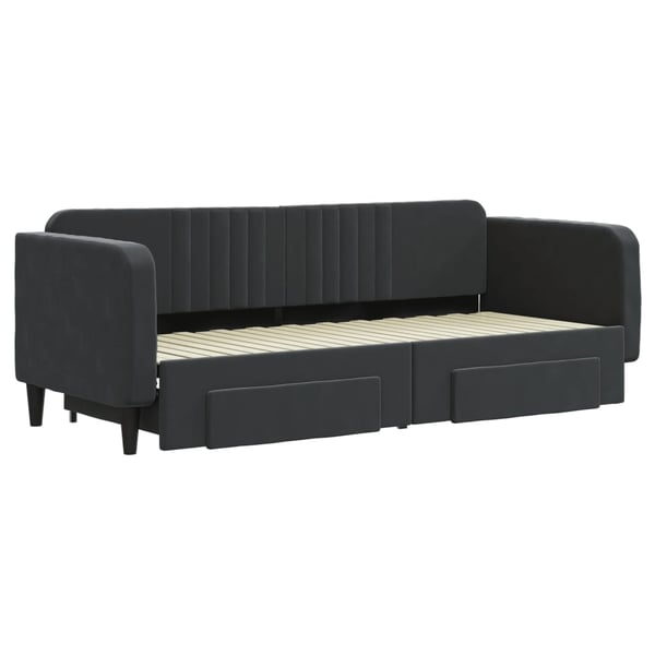 vidaXL daybed med udtræk og skuffer 80x200 cm velour sort