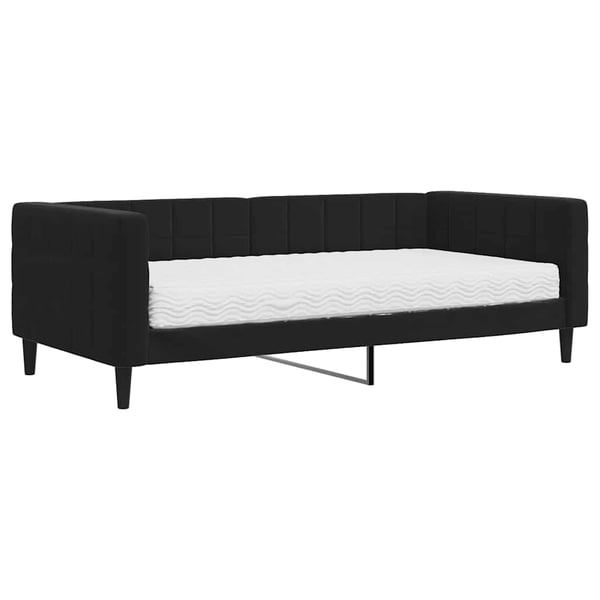 vidaXL Dagbädd med madrass svart 90x190 cm sammet