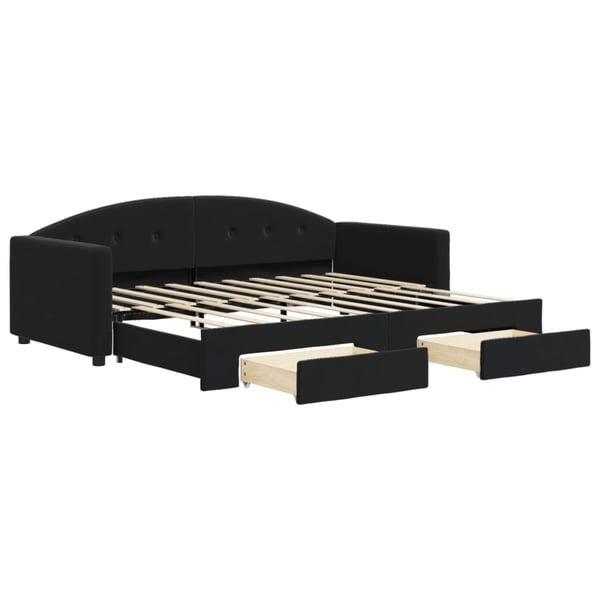 vidaXL daybed med udtræk og skuffer 90x190 cm velour sort