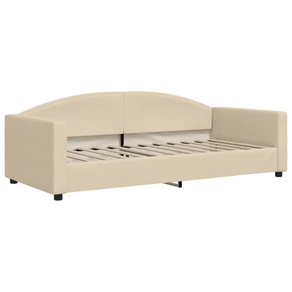vidaXL Dagbädd utdragbar med madrasser gräddvit 90x200 cm tyg