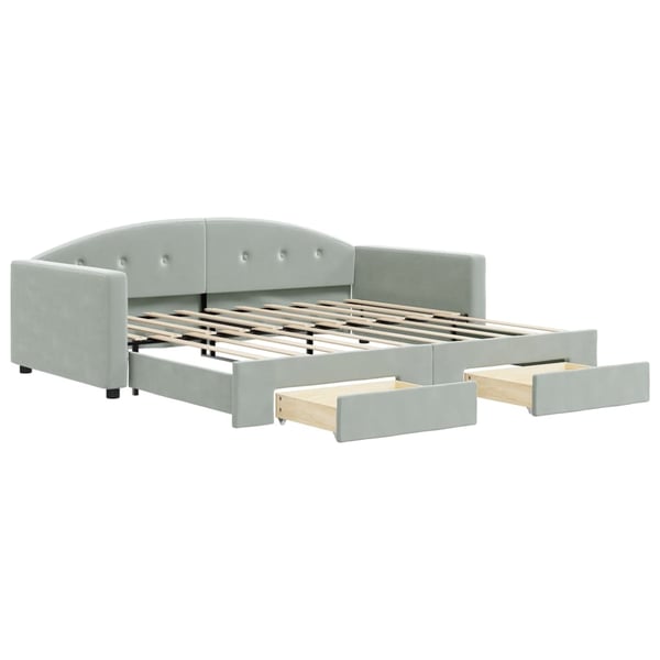 vidaXL daybed med udtræk og skuffer 90x190 cm velour lysegrå