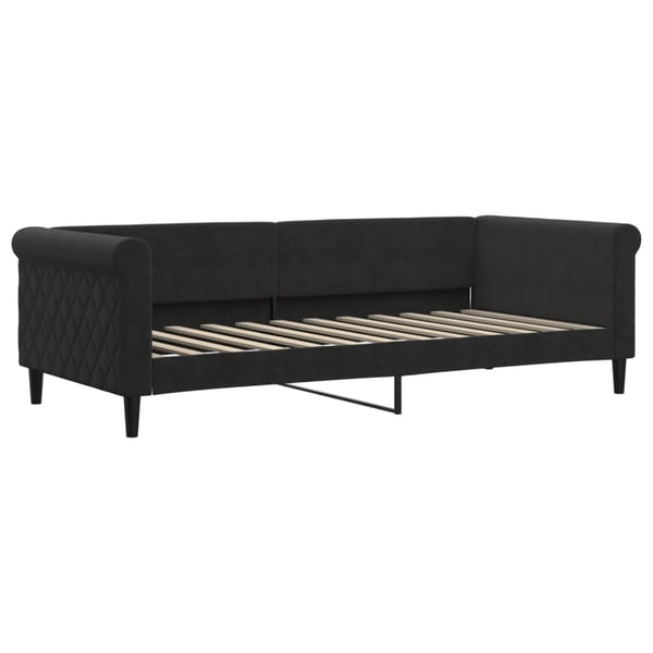 vidaXL daybed med udtræk og madras 90x200 cm velour sort