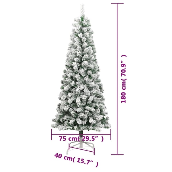 vidaXL kunstigt juletræ med sne 180 cm hængslet