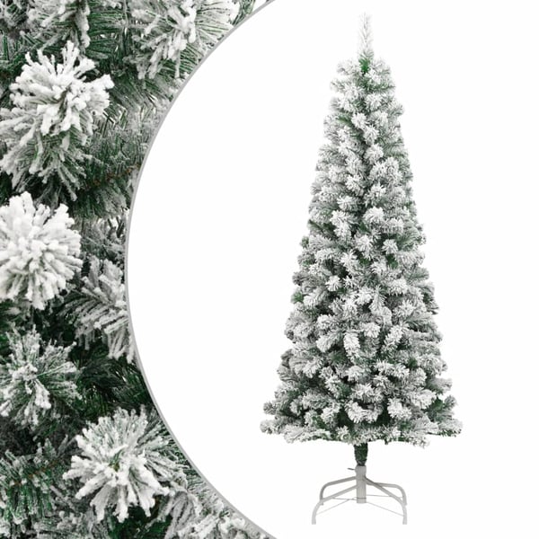 vidaXL Tekojoulukuusi saranoilla ja lumihuurteella 210 cm