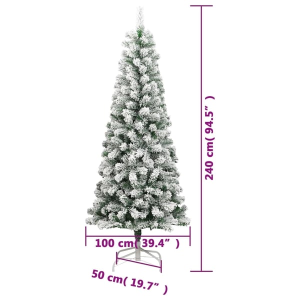 vidaXL kunstigt juletræ med sne 240 cm hængslet