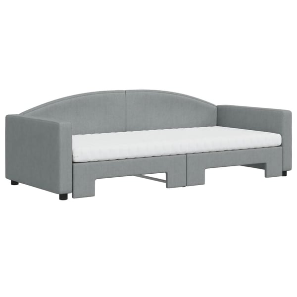 vidaXL daybed med udtræk og madras 90x200 cm stof lysegrå