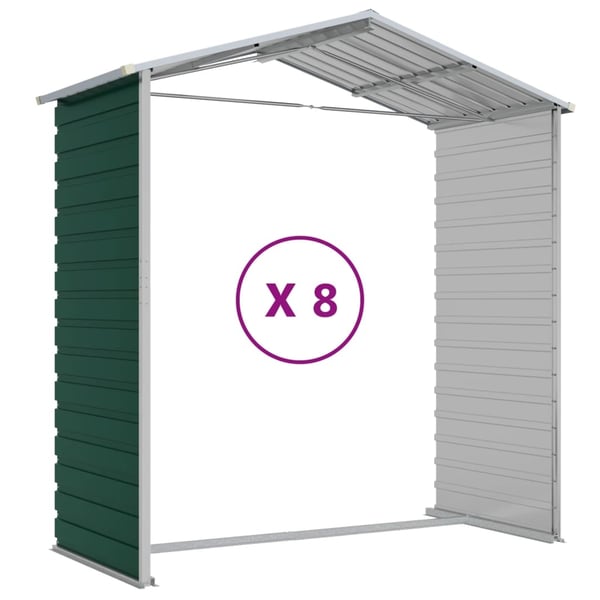 vidaXL haveskur 191x725x198 cm galvaniseret stål grøn