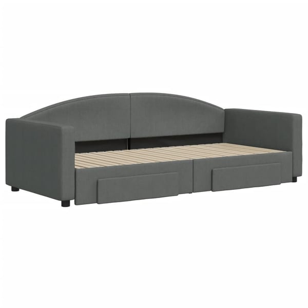 vidaXL daybed med udtræk og skuffer 90x200 cm stof mørkegrå