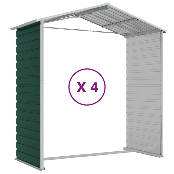 vidaXL haveskur 191x385x198 cm galvaniseret stål grøn