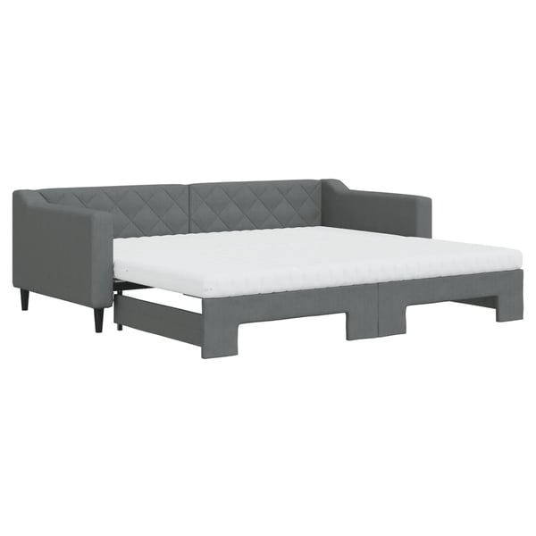 vidaXL daybed med udtræk og madras 90x200 cm stof mørkegrå