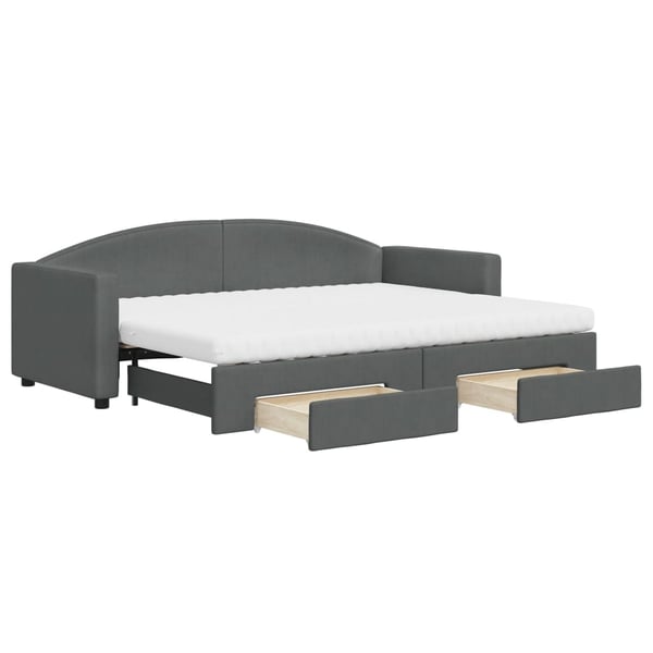 vidaXL daybed med udtræk og skuffer 80x200 cm stof mørkegrå