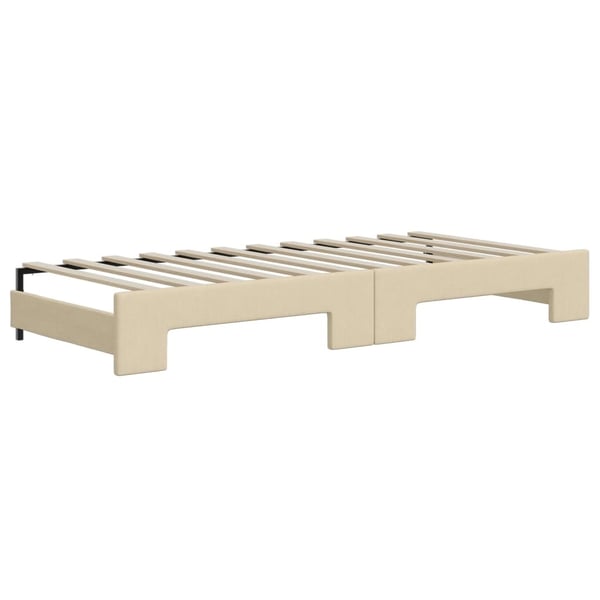 vidaXL daybed med udtræk og skuffer 90x200 cm stof cremefarvet
