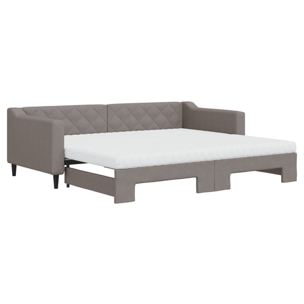 vidaXL daybed med udtræk og madras 90x200 cm stof gråbrun