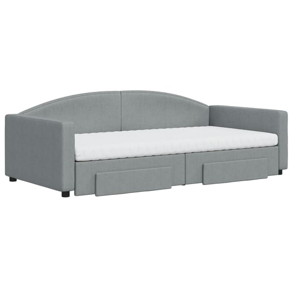 vidaXL daybed med udtræk og skuffer 100x200 cm stof lysegrå