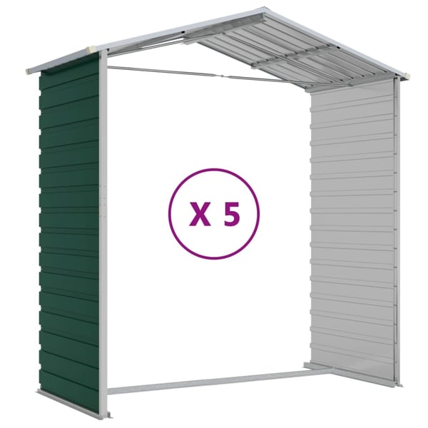 vidaXL haveskur 191x470x198 cm galvaniseret stål grøn