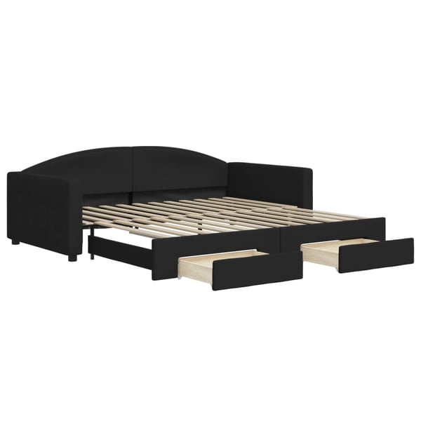 vidaXL daybed med udtræk og skuffer 100x200 cm stof sort