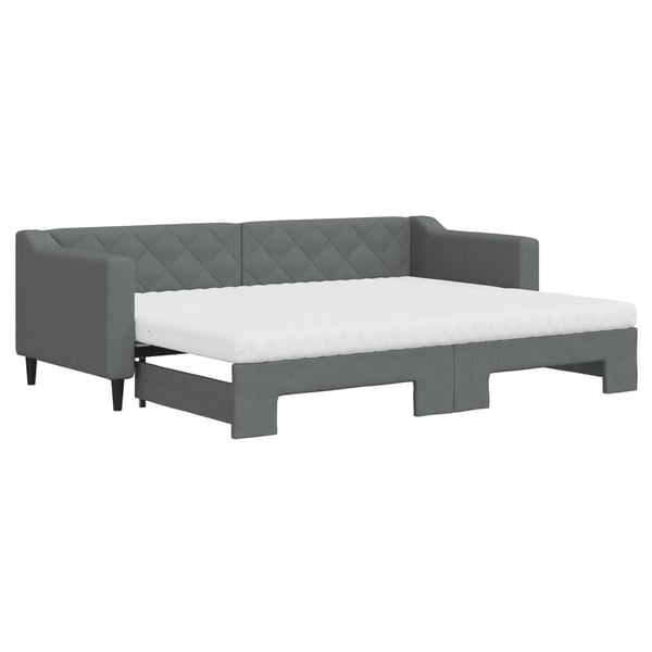 vidaXL Dagbädd med madrasser utdragbar mörkgrå 80x200 cm tyg