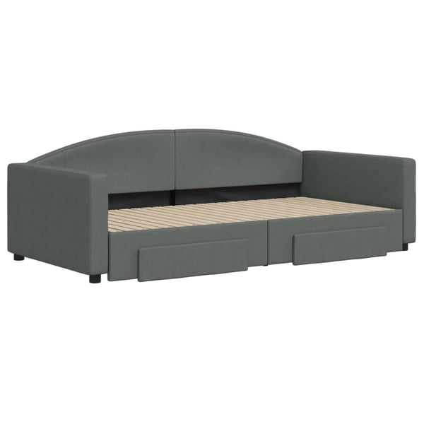 vidaXL daybed med udtræk og skuffer 100x200 cm stof mørkegrå