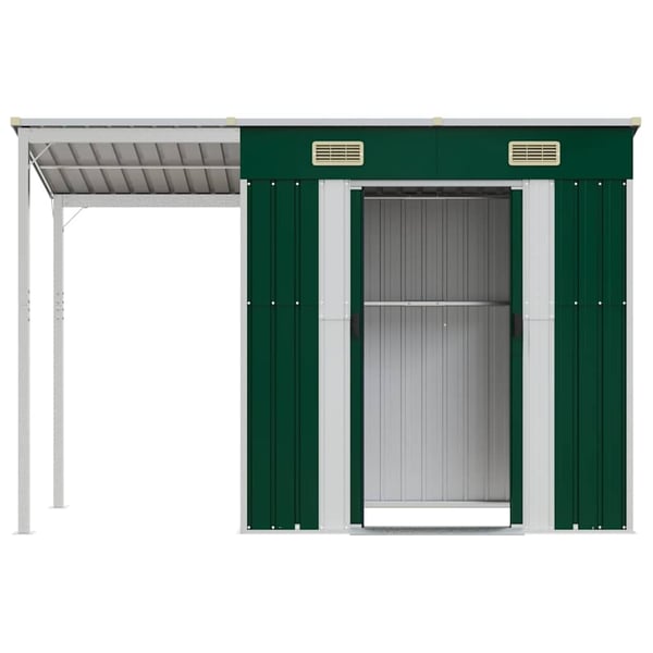 vidaXL Puutarhavaja lisäkatolla vihreä 277x110,5x181 cm teräs