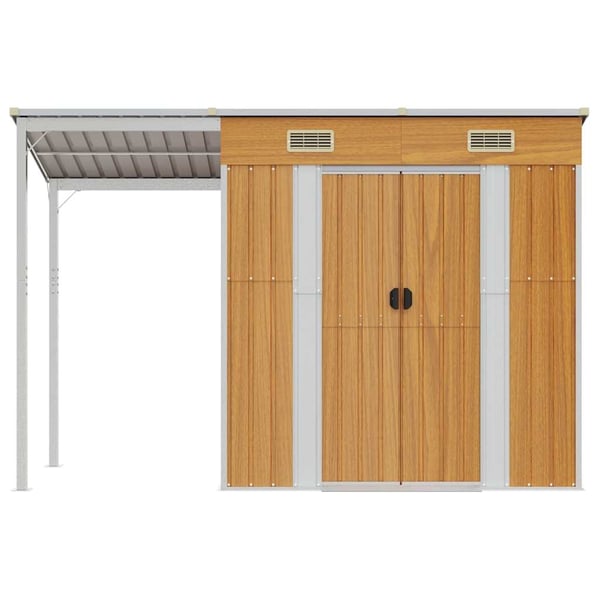 vidaXL Puutarhavaja lisäkatolla vaaleanruskea 277x110,5x181 cm teräs