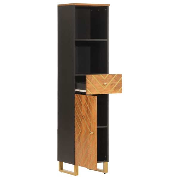 vidaXL TV-benk brun og svart 38x33,5x160 cm heltre mango