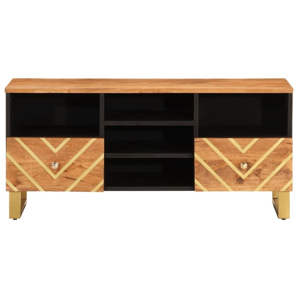 vidaXL TV-benk brun og svart 100x33,5x46 cm heltre mango