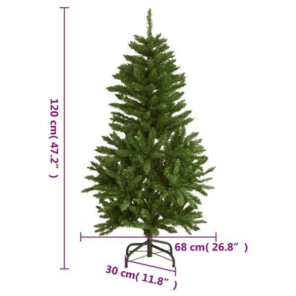 vidaXL kunstigt juletræ med juletræsfod 120 cm hængslet grøn