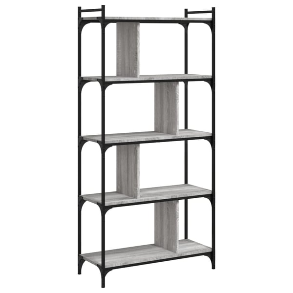 vidaXL bogreol 76x32x158 cm 5 hylder konstrueret træ grå sonoma-eg