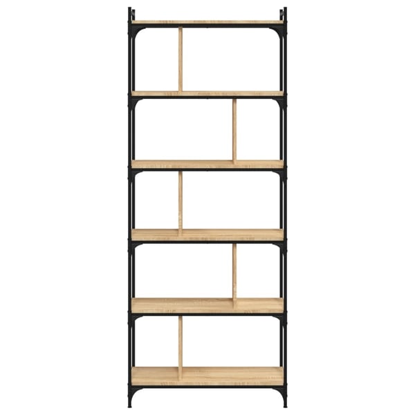 vidaXL bogreol 76x32x192 cm 6 hylder konstrueret træ sonoma-eg