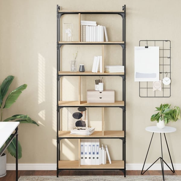 vidaXL bogreol 76x32x192 cm 6 hylder konstrueret træ sonoma-eg
