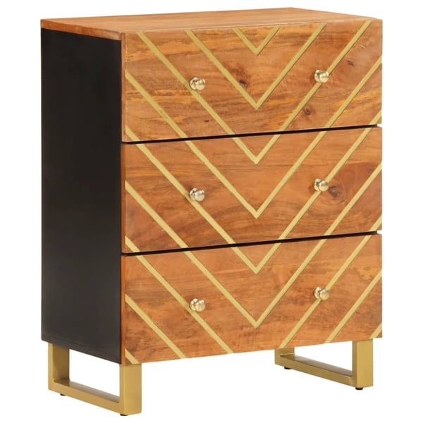 vidaXL skænk 60x33,5x75 cm massivt mangotræ brun og sort