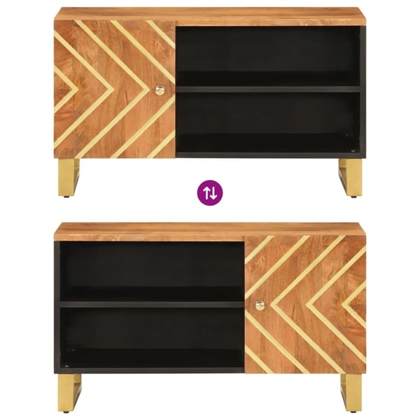vidaXL TV-benk brun og svart 80x31,5x46 cm heltre mango