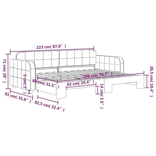 vidaXL daybed med udtræk 80x200 cm velour lysegrå