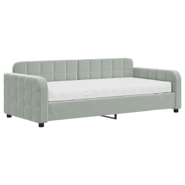 vidaXL Dagbädd med madrass ljusgrå 90x190 cm sammet