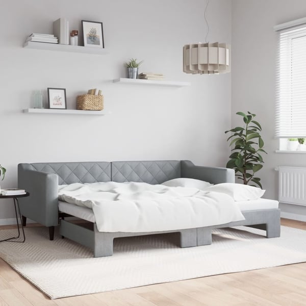 vidaXL daybed med udtræk 90x190 cm stof lysegrå