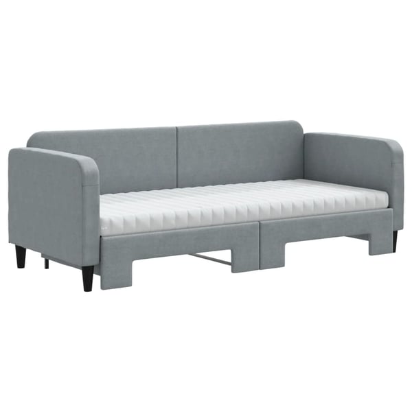 vidaXL daybed med udtræk og madras 80x200 cm stof lysegrå