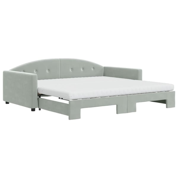 vidaXL daybed med udtræk og madras 100x200 cm velour lysegrå