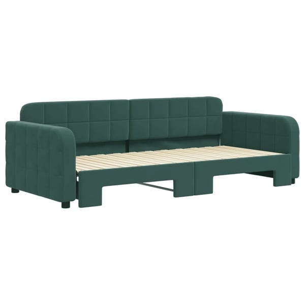 vidaXL daybed med udtræk 90x200 cm velour mørkegrøn