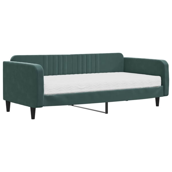 vidaXL daybed med madras 100x200 cm velour mørkegrøn