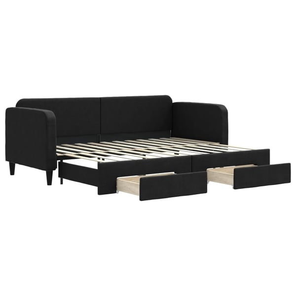 vidaXL daybed med udtræk og skuffer 80x200 cm stof sort