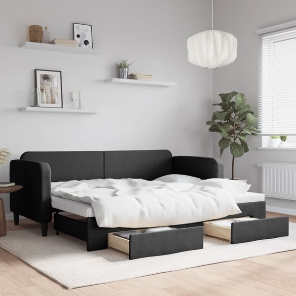 vidaXL daybed med udtræk og skuffer 80x200 cm stof sort