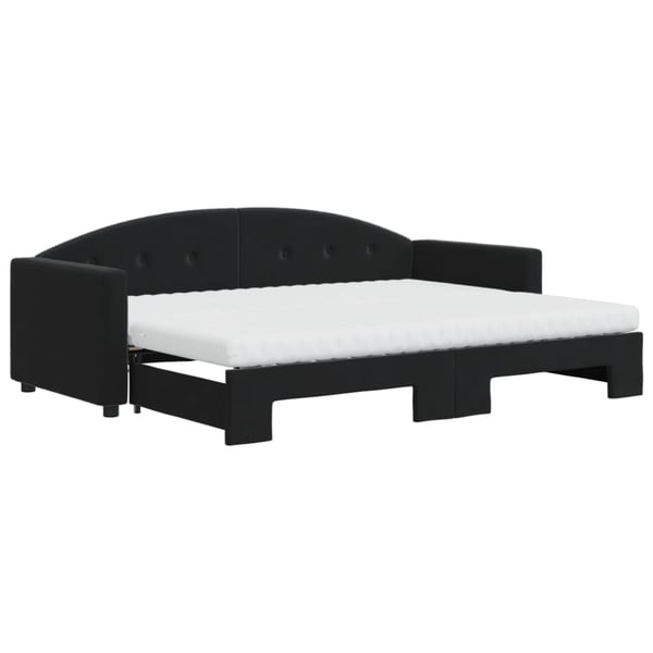 vidaXL daybed med udtræk og madras 80x200 cm velour sort