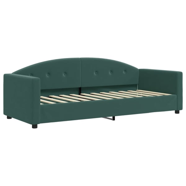 vidaXL daybed med udtræk og madras 80x200 cm velour mørkegrøn