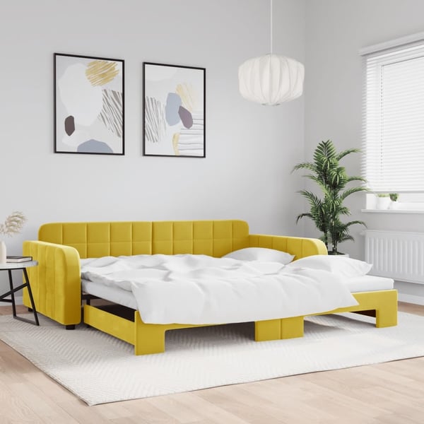 vidaXL daybed med udtræk 100x200 cm velour gul
